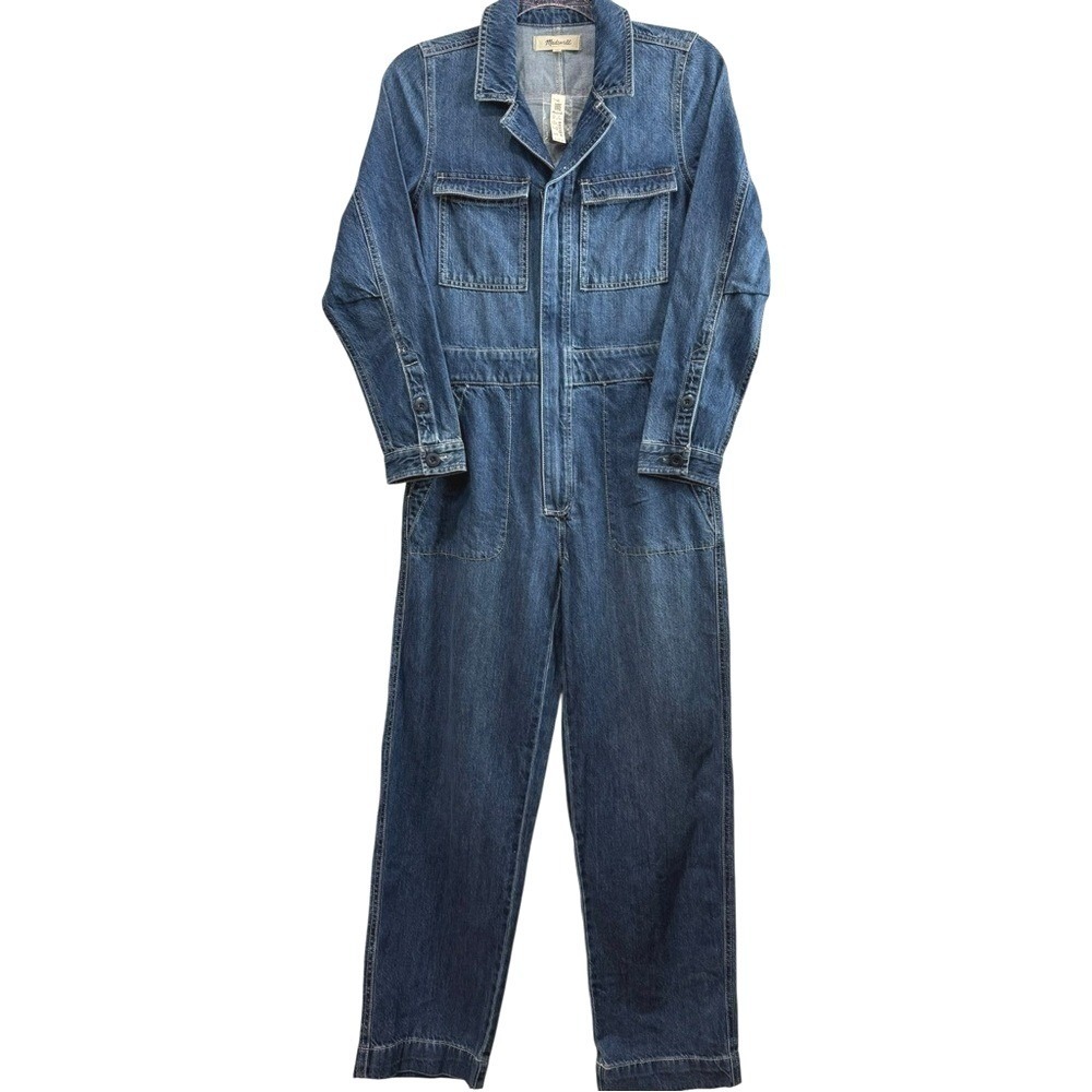 NWT Madewell Denim Utility Coveralls - Medium Wash Zip Front Jean Jumpsuit XXS